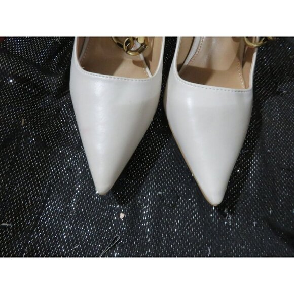 Express Cream Patent Leather Removable Chain Embellished Closure pumps size 7 - Picture 15 of 15